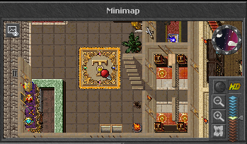 Minimapa no modo tradicional com o botão HD visível