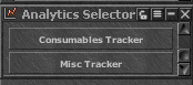 Analytics Selector com as opções Consumables Tracker e Misc Tracker