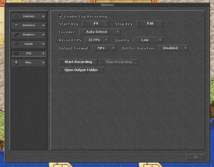 Aba Clip nas Options do client Tyron